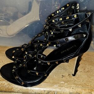 BEBE black heels sz 8 Strappy Studded